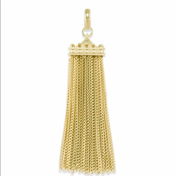 🐘🐘💓 Square Tassel Charm in Gold - Picture 3 of 3